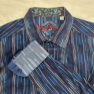 Robert Graham Flip Cuff Dress Shirt XXL 2XL Big and Tall